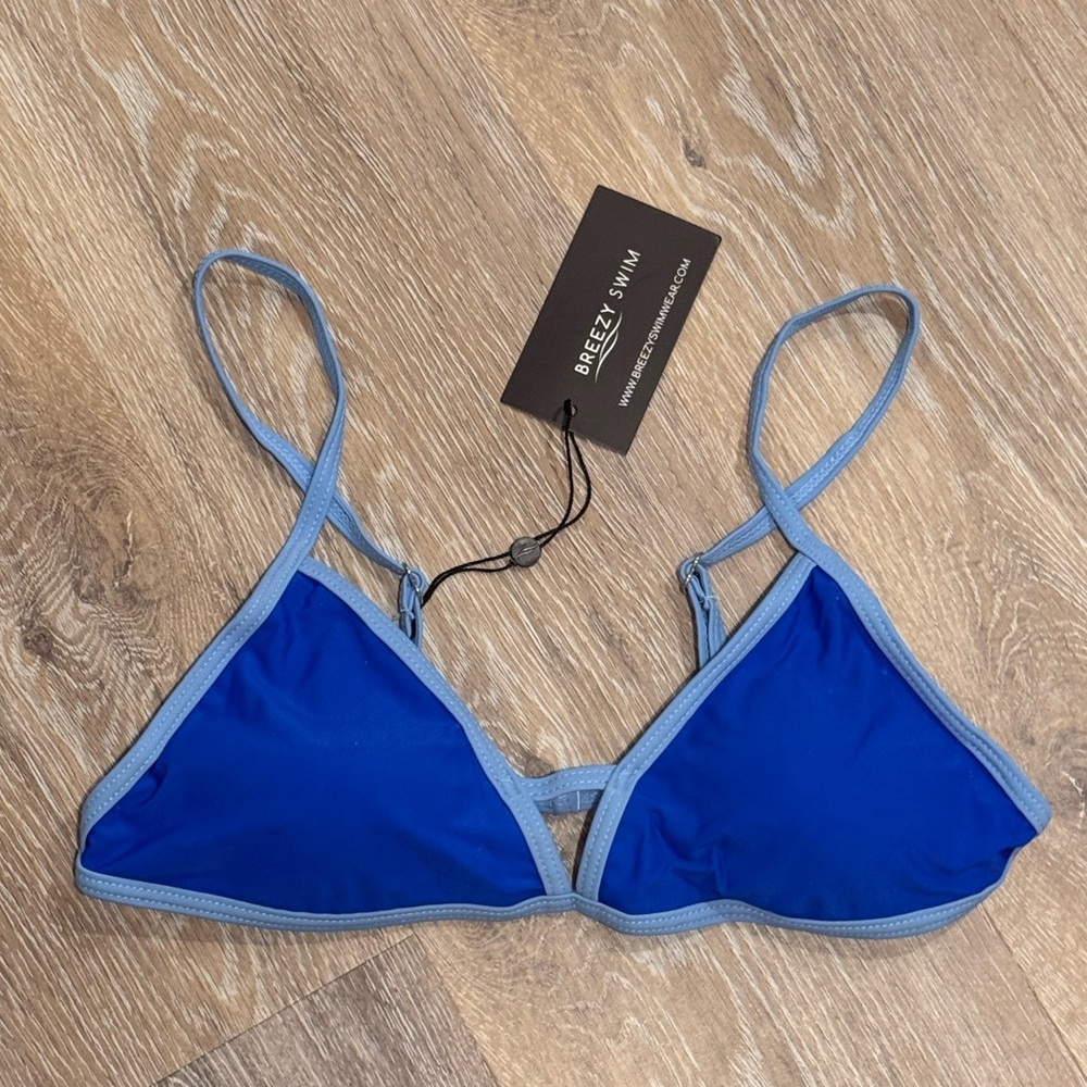 BREEZY SWIM Blue Triangle Bikini Top